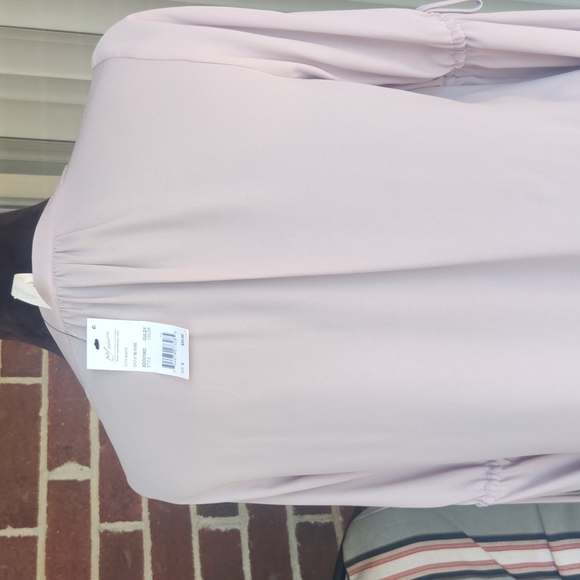 NY Collection light gray slit sleeved blouse - Picture 6 of 8